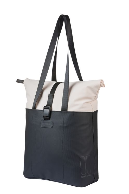 Load image into Gallery viewer, Basil tas vive shopper wit zwart | mik hooks | 20l
