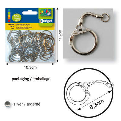Load image into Gallery viewer, Vaessen creative • sleutelhanger 63mm zilver 15pcs
