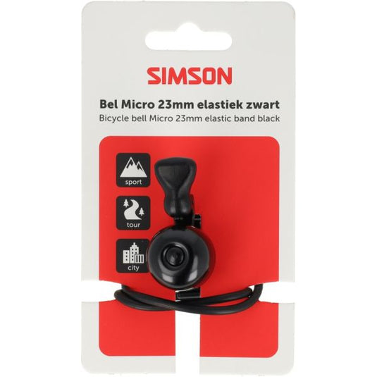 Rema tip top nederland b.v. simson fietsbel micro 23mm rubber elastiek bevestiging zwart