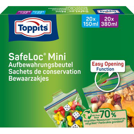 Toppits 1067514 - safeloczakjes mini 150ml(20 stuks) 380ml(20 stuks) | 12 stuks