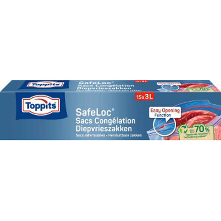 Afbeelding laden in galerijviewer, Toppits safeloc zip-diepvrieszakken 3l 15 stuks
