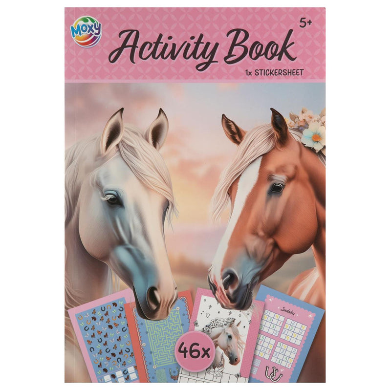 Load image into Gallery viewer, Moxy horses activiteitenboek met stickers a4 24 pagina's 29,7x21cm
