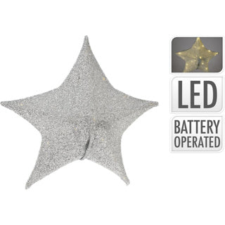 No brand kerstster van stof met 30 leds 50 cm kleur zilver