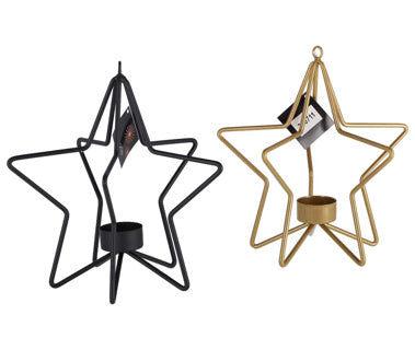 Load image into Gallery viewer, Kaemingk theelichthouder ijzer ster 2 assorti hoogte 22 cm
