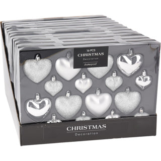 No brand kerstbal heart 8x65 8x45mm zil | 3 stuks