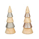 Decoratie boom zilver champagne 2 assorti fsc 100% - h13,5xd5,5cm