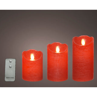 Led waving kaars wax wave top bo binnen mix rood h.15cm d.7.5cm