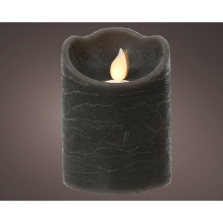 Kaemingk led waving kaars wax steady binnen grijs h.10cm d.7.5cm