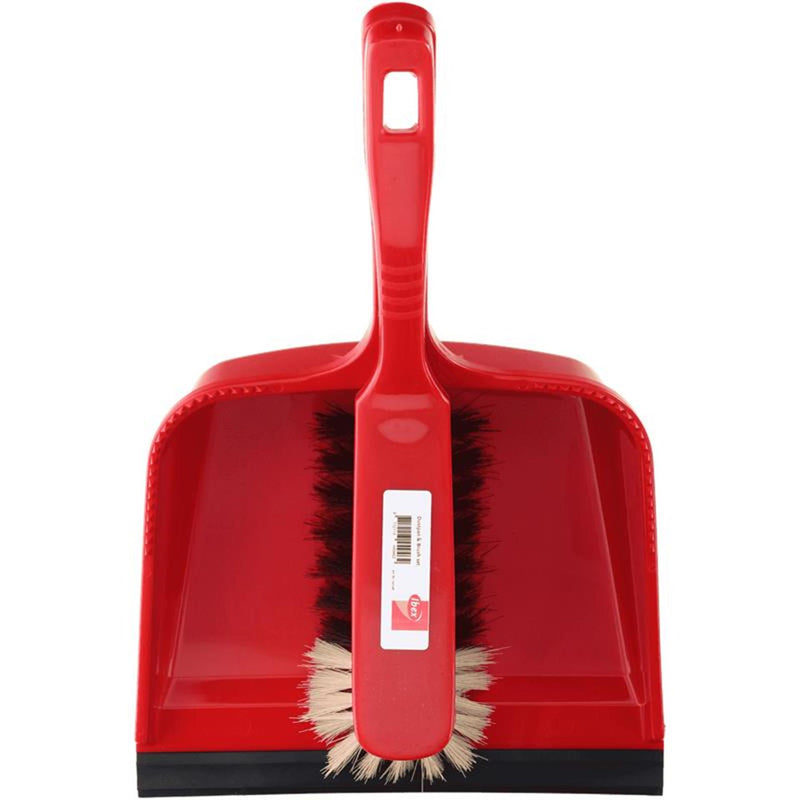 Load image into Gallery viewer, Stoffer en blik kunststof 22cm rood
