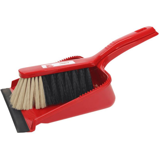 Stoffer en blik kunststof 22cm rood