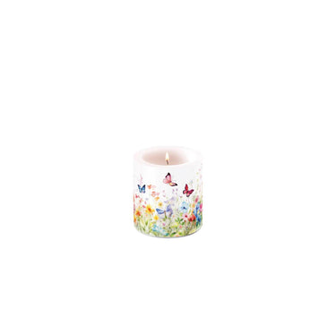 Ambiente kaars small butterflies in field wit