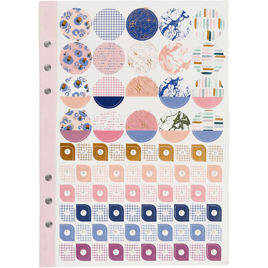 Creativ company stickerboek, bloemen, a5, goud, paars, roze, 1 stuk