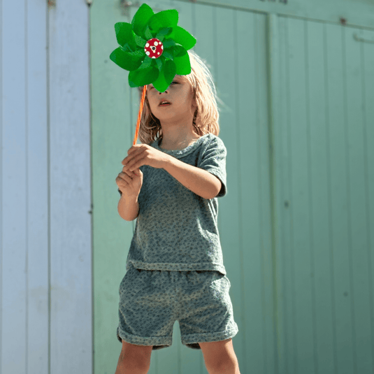 Leopard | groen jongens set strand - terry