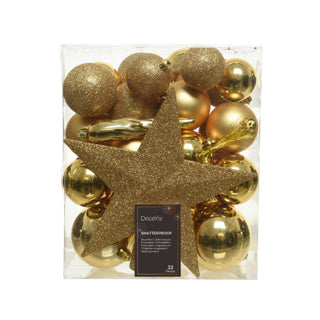 Kaemingk decoris kerstballen mat glas glitter 33 stuks goud