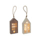 Huis hanger beige bruin vilt led 20cm 2ass | 4 stuks