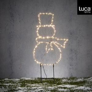 Edelman tuinsteker sneeuwman warm wit led outdoor batterybox en timer - l30xh68,5cm