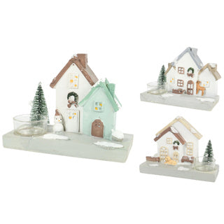Load image into Gallery viewer, Kerst theelichthouder huis 3 assorti | 8 stuks
