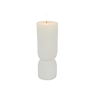 No brand led kaars ribbel wit d7x20cm 2xaa excl. | 3 stuks