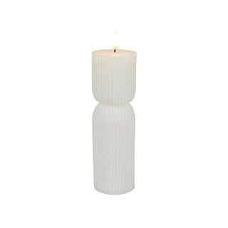 No brand led kaars ribbel wit d7x22,5cm 2xaa excl. | 3 stuks