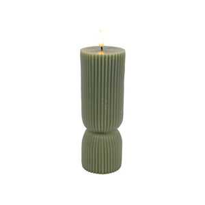 No brand led kaars ribbel zacht groen d7x20cm 2xaa excl.