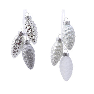 Dennenappel glas shiny,matt,glitter mixdia2.5cm x h.6cm