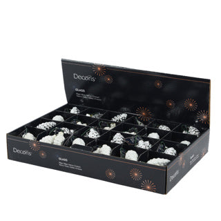 Dennenappel op draad glas 2col assdia3cm x h.6cm | 24 stuks