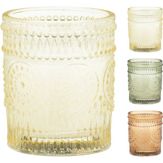 Kaars in glas 5x6cm 3ass | 12 stuks