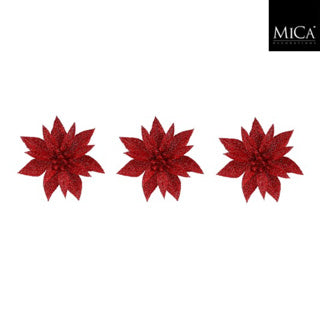 Edelman clip poinsettia rood 3 stuks - h3xd10cm | 4 stuks