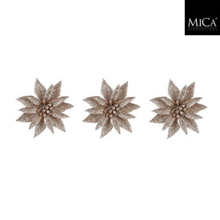 Edelman clip poinsettia champagne 3 stuks - h3xd10cm | 4 stuks