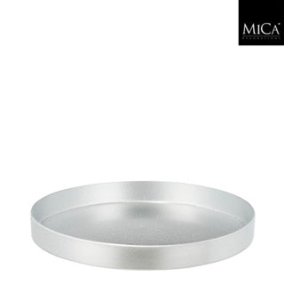 Edelman mila decoratie tray recycled plastic zilver h3xd27cm | 3 stuks
