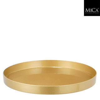 Mila decoratie tray recycled plastic goud h3xd32cm