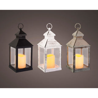 Kaemingk led lantaarn plastic square fire flame effect bo binnen 3col assl.11cm x w.11cm x h.22.5cm | 2 stuks