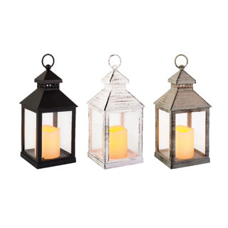 Kaemingk led lantaarn plastic square fire flame effect bo binnen 3col assl.11cm x w.11cm x h.22.5cm | 2 stuks