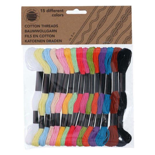 Katoenen knutseldraden borduurgaren 8mtr, 15dlg.