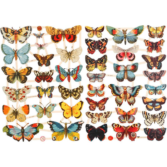 Creativ company vintage plaatjes, vlinders, vel 16,5x23,5 cm, 2 vel 1 doos
