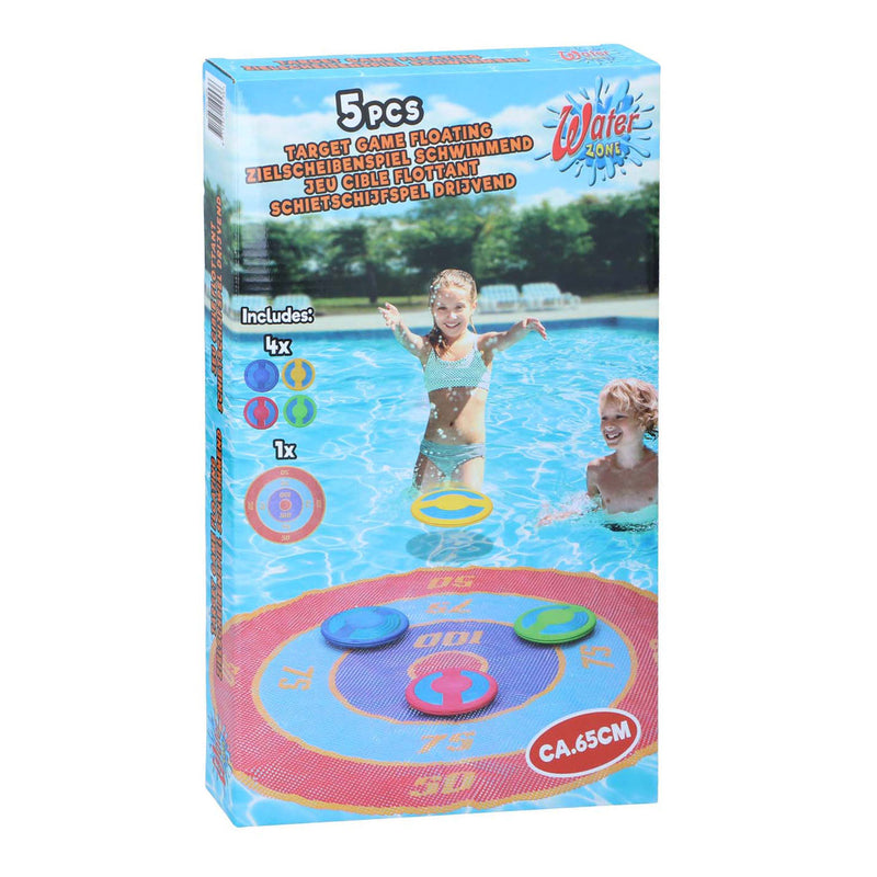 Load image into Gallery viewer, Eddy toys werpspel 5-delig - zwembad speelgoed kinderen - drijvend doelspel met schijven - spel voor water en tuin - diameter 65cm - multicolor

