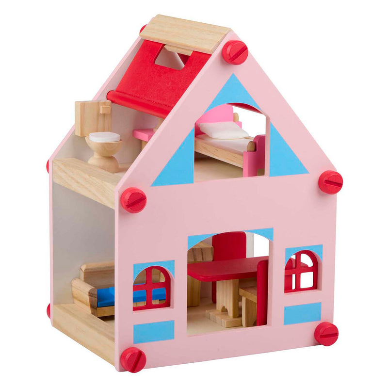 Load image into Gallery viewer, Houten poppenhuis met accessoires, 30dlg.

