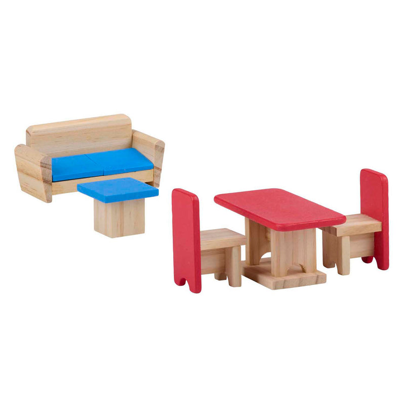 Load image into Gallery viewer, Houten poppenhuis met accessoires, 30dlg.
