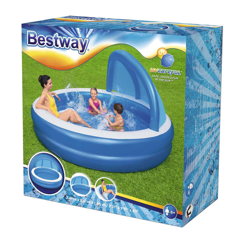 Load image into Gallery viewer, Bestway familiebad rond summer days met uv zonnescherm, 241cm
