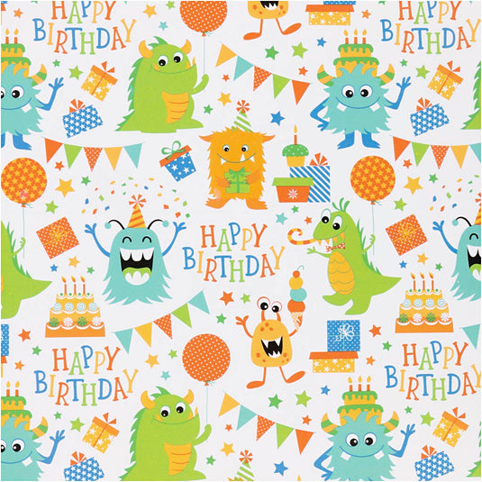Inpakpapier, verjaardag, b: 50 cm, 80 gr, vrolijke kleuren, 5 m 1 rol