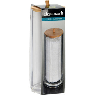 Load image into Gallery viewer, Eleganza wattenschijfjes container 7x19 cm bamboe transparant
