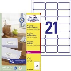 Gerecycleerde etiketten voor laserprinters quickpeel lr7160-100 63,5x38,1mm