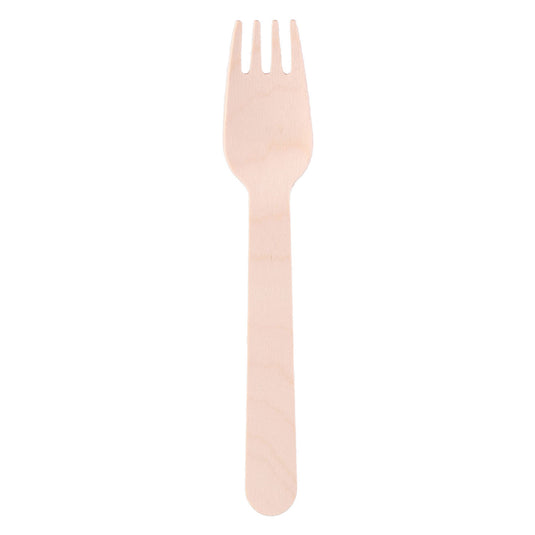 Wegwerp vork hout 16cm, 50st.