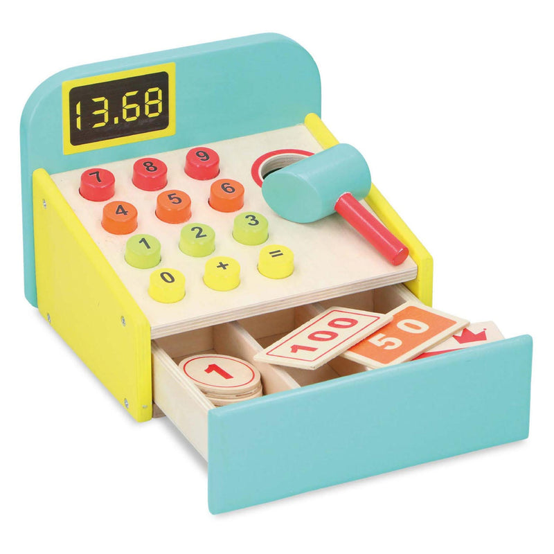 Load image into Gallery viewer, Houten Speelgoedkassa met Accessoires, 12dlg.
