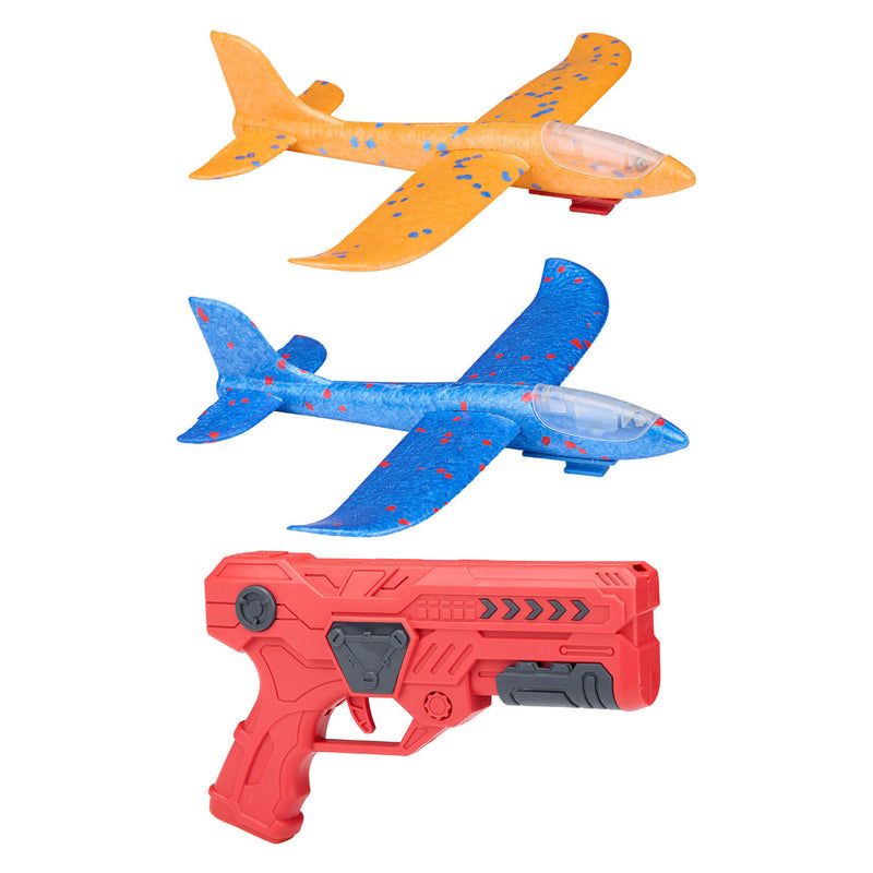 Load image into Gallery viewer, Eddy toys glider gun 2-in-1 - pistool met zweefvliegtuig - launcher speelgoed met glider vliegtuig - speelgoed vliegtuig met lanceerpistool - 1 willekeurige kleur
