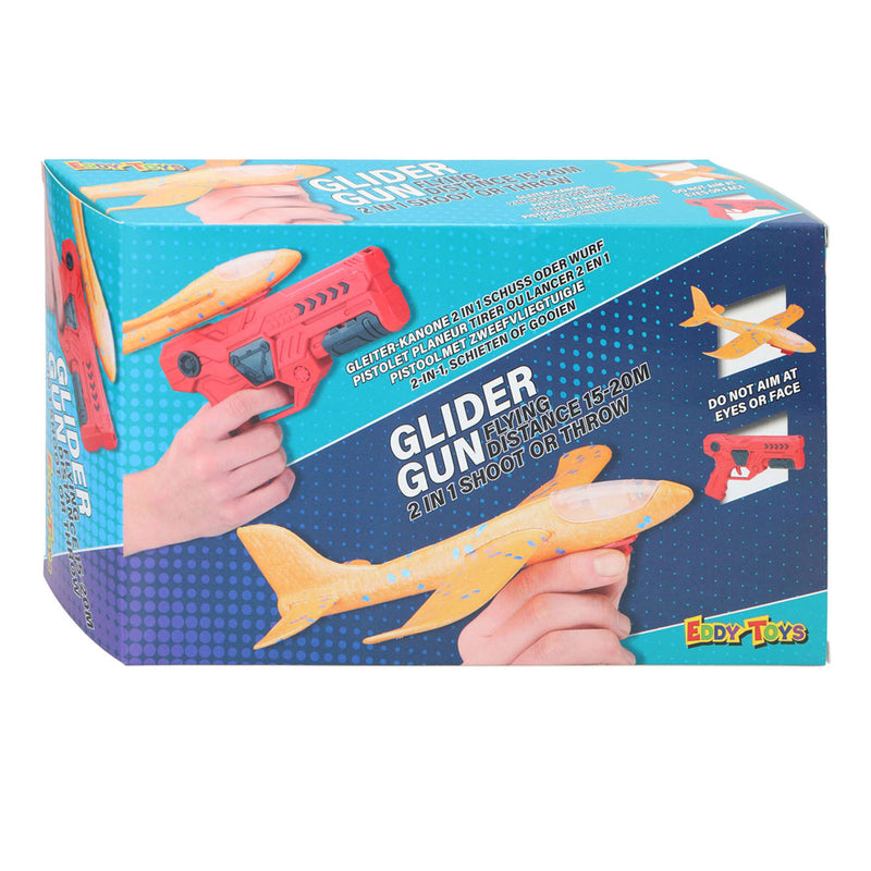 Load image into Gallery viewer, Eddy toys glider gun 2-in-1 - pistool met zweefvliegtuig - launcher speelgoed met glider vliegtuig - speelgoed vliegtuig met lanceerpistool - 1 willekeurige kleur
