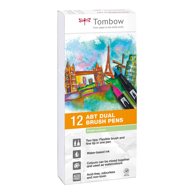 Load image into Gallery viewer, Tombow • brush pen abt dual brush pen set pastel colours 12pcs
