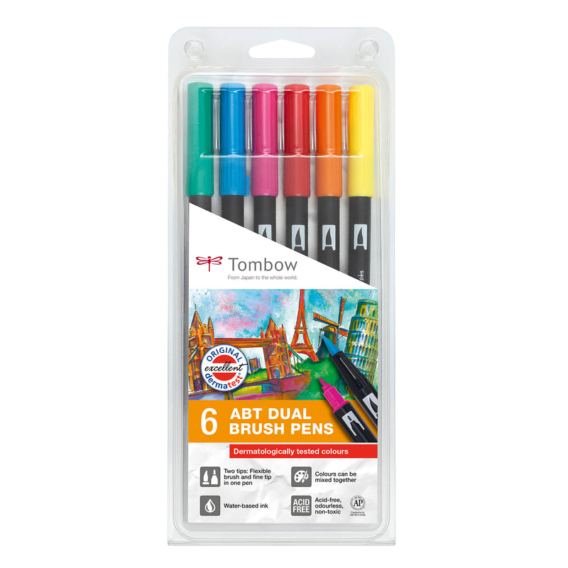 Load image into Gallery viewer, Tombow • brush pen abt dual brush pen set dermatologically 6pcs
