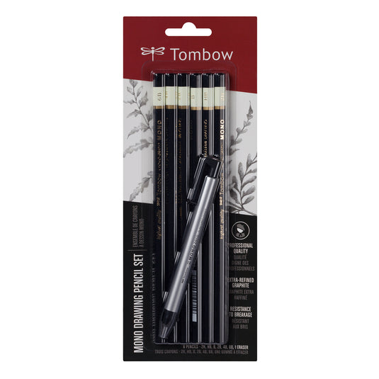 Tombow • mono set pencil 6pcs + precision eraser 1pcs