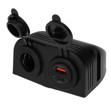 Power line 12 volt contactdoos uni en usb-a + usb-c lader - opbouw